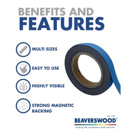 Magnetic Steel Easy-Wipe Tape, Thin & Flexible, Cut to Fit Strip, Magnetic, High Visible Identification. Suitable For All Non-Magnetic Surfaces (Blue 20mm x 10m)