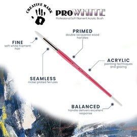 Creative Mark Pro White Soft Filament Acrylic Paint Brushes - Bright Size 3 - Versatile Synthetic Brushes for Acrylic Painting, Gouache, Oils & Caseins