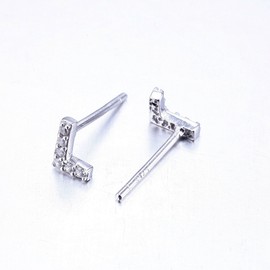 VIKI LYNN Women Girls 925 Sterling Silver Cubic Zirconia Letter L Stud Earrings Tiny Size