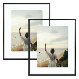 Frametory, 16x20 Floating Picture Frame - Metal Photo Frame - Real Glass - for Wall Mount or Tabletop Displays (Black, 2 Pack)