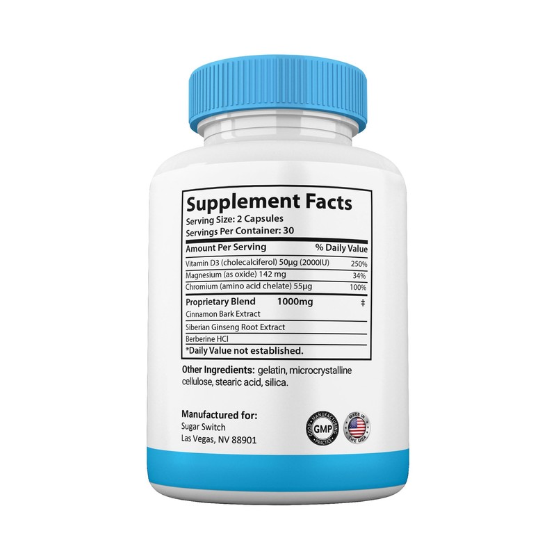 SugarSwitch Capsules, All Natural Supplement, SugarSwitch Pills, High Potency Formula