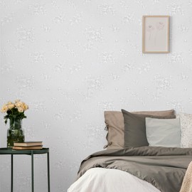 TANONE White Embossed Rose Wallpaper 15.8" X 118" Textured Wallpaper Self Adhesive Peel and Stick Wallpaper Removable Thick Vinyl Embossed Contact Paper for Furniture Wallcoveing
