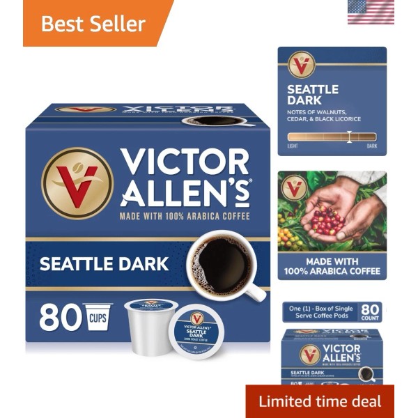 Unbranded Victor Allen's 80 Count Seattle Dark Coffee Pods –