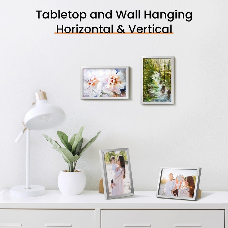 upsimples 4x6 Picture Frame Set of 3 Silver