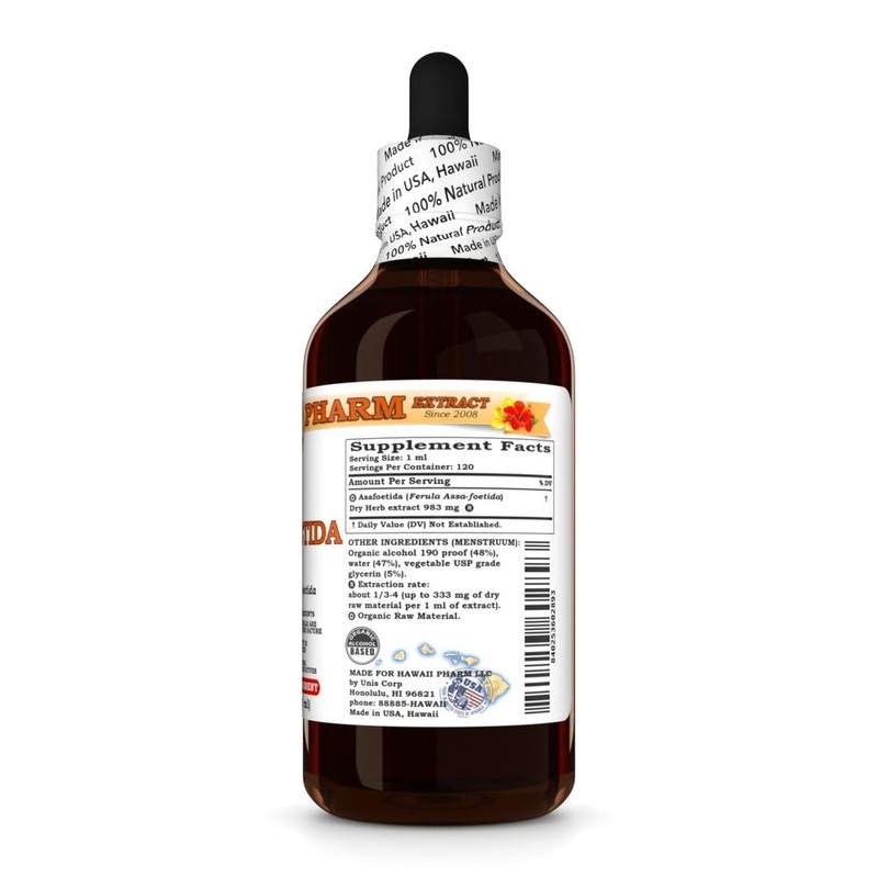 Asafoetida (Ferula Assa-foetida) Dry Herb Tincture, Made in Hawaii, Raw