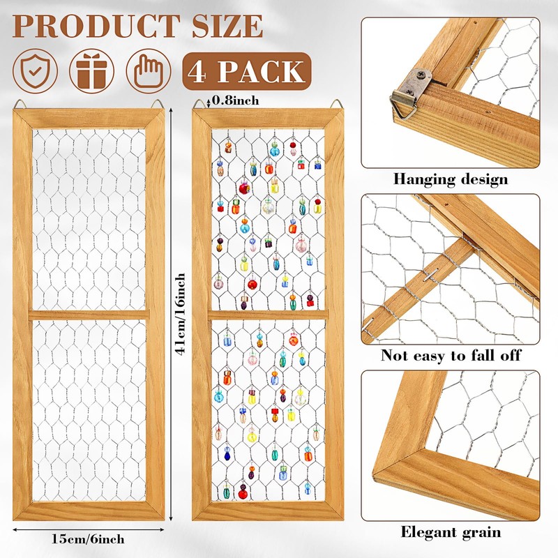 Chunful Pack Chicken Wire Wooden Frame Unfinished Wood Window Frame