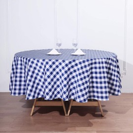 Balsa Circle 10 pcs 90-Inch Navy Blue Round Gingham Checkered Polyester Tablecloths Table Linens Wedding Events Decorations Catering