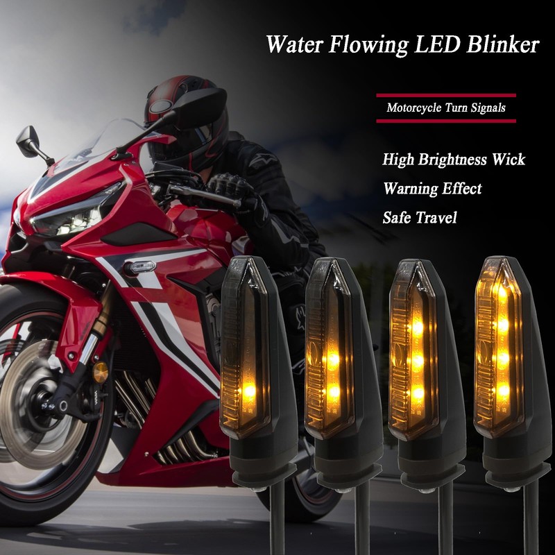 SPNUVR 4pcs Motorcycle Turn Signals Lights 8 Leds Water Flowing