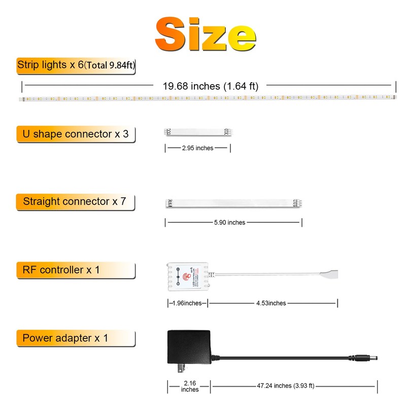 DAYBETTER Under Cabinet Lighting, Dimmable Under Cabinet Lights with Remote,
