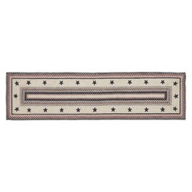 VHC Brands Colonial Star, Braided Jute Runner Rug, Non-Skid Pad, Rectangle, Tan Red Black, 24x96