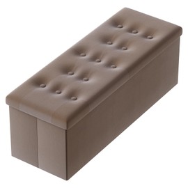 PRANDOM Jumbo Ottoman with Storage [1-Pack] Velvet Folding Small Square Foot Stool with Lid for Living Room Bedroom Coffee Table Dorm Dark Coffee 43x15x15 inches