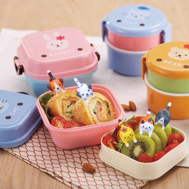 21 Pieces Kitten and Puppy Fruit Forks, Cute Cartoon Fruit