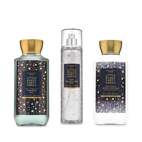 Bath and Body Works - Little Black Party Dress - Daily Trio - Shower Gel, Fine Fragrance Mist & Super Smooth Body Lotion