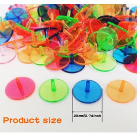 Adhere Golf Ball Marker 50 100 pcs Plastic Position Ball Marker Quarter Size 0.94 inch Flat Golf Ball Marker Mix Colour (100pcs・Transparent Mix Colour)