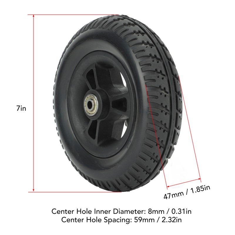 Wheelchair Wheel Replacement Non Slip Solid PU Strong Bearing Capacity