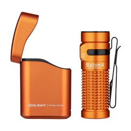 OLIGHT Baton4 Premium Edition Compact Handheld Torch Max 1300 Lumens with Charging Box Pocket-Size for Household and Mountaineering (Orange)