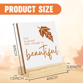 Fall Decorations for Home Rustic Fall Decor Farmhouse Autumn Wooden Decor Fall is Proof That Change is Beautiful Wood Sign 4 x 4 inches