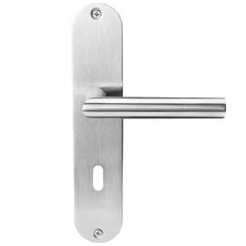 lockzz Door Handle Set Nuremberg, Stainless Steel, Door Fitting for Room Doors, Long Plate, L Shape, BB - Deadlock