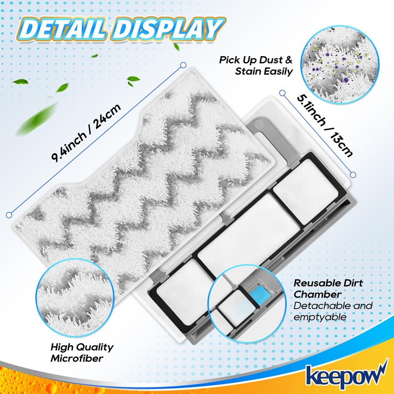 KEEPOW Reusable Vacmop Replacement Pads Compatible with Shark Vacmop VM252