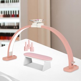 Half Moon Light for Nail Desk with Phone Holder, 28IN Folding Pink Half-moon Light , LED Lamp for Nail Art, Eyelash Extension, Tattooing, Skin Management - Color: Upgraded pink without diamonds