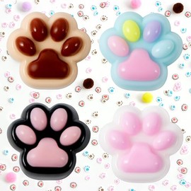 JOYIN 4 piezas de juguetes para apretar con diseño de pata de taba, coloridos juguetes esponjosos Kawaii Mochi Fufu, juguetes antiestrés de pata de gato Taba para recuerdos de fiesta, regalos para adultos y niños