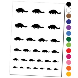 Ankylosaurus Dinosaur Solid Temporary Tattoo Water Resistant Fake Body Art Set Collection - Black (One Sheet)