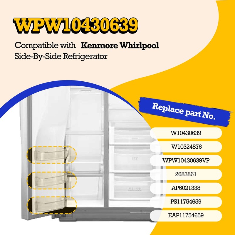WPW10430639 Refrigerator Door Shelf Bin Compatible with Whirlpool Kenmore, Freezer