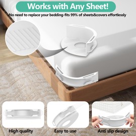 Bigqin 4Pcs Bed Sheet Holders Straps, Corner Sheet Strap Heavy Duty Lock Bedsheet Keeper, Non-Slip Fitted Sheet Straps, Secure Mattress Protectors and Bedding