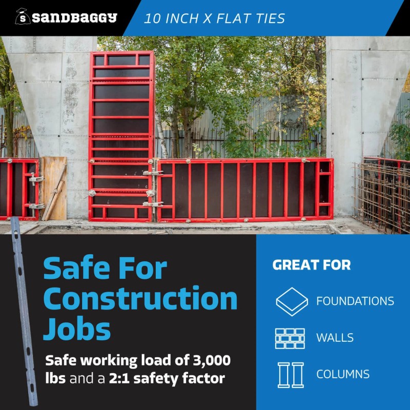 Sandbaggy 10" X Flat Ties For Concrete Forms - 11
