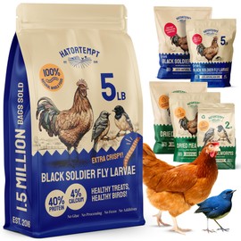 Hatortempt Black Soldier Fly Larvae - 4% Calcium for Strong Eggshells - Chicken Feed Supplement - Nuritious Organic Worms for Chickens - Poultry Treats for Laying Hens (5lb)