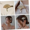 Vaguelly 4pcs Elegant Pearl Fan Hairpins Stylish Hair Clips for