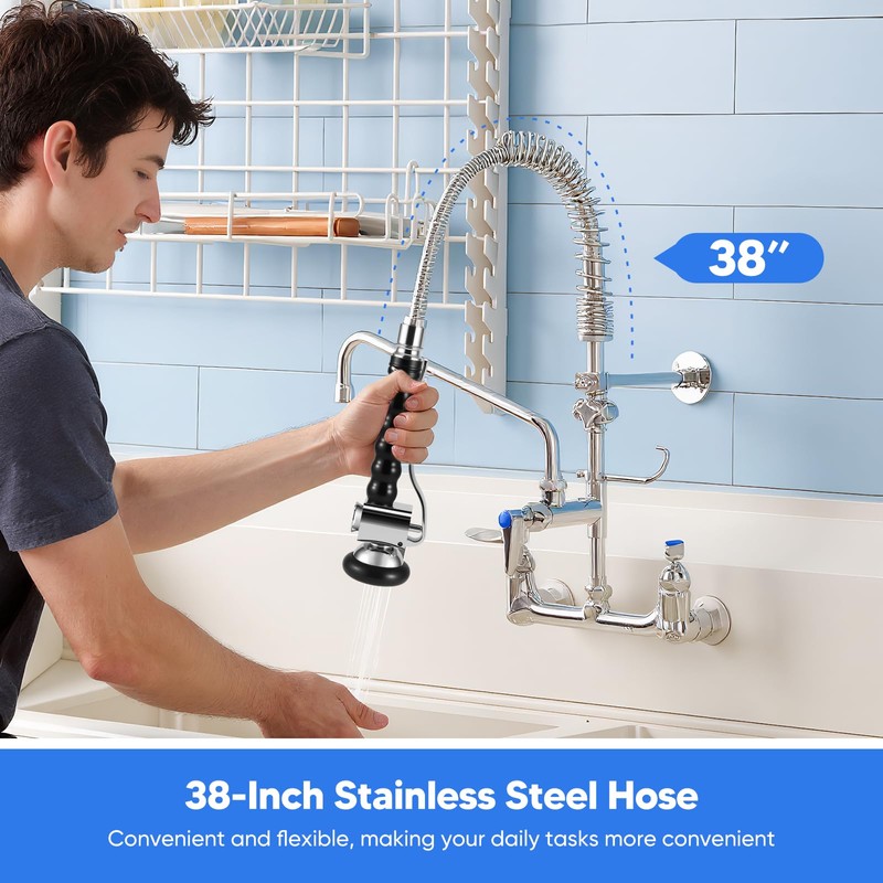 Pre Rinse Replacement Hose, 96 cm/38" Stainless Steel Commercial Pull