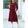 Kranda Fall Dresses for Women 2025 Long Sleeve Crewneck Pleated