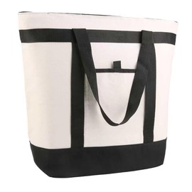 CIVJET Insulated Cooler Bag, Tote Bag for Grocery Shopping, DIY Your Creative Designs, Cooler Bags Insulated, Pizza/Food Delivery Bag to Keep Cold/Hot (Purified Cotton, Non-Waterproof, Beige