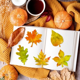 150Pcs Fall Paper Leaves Art Crafts - Color Diffusing Watercolor Maple Leaf for Kids Autumn Classroom Decoration