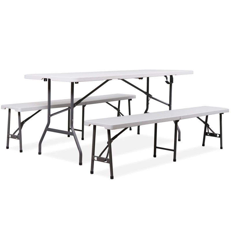 SEGAWE Folding Table Set w/2 Benches 6FT Camping Picnic Table