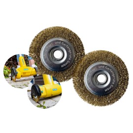 Gloria Steel Wire Grout Brush Set of 2, Original Accessories, Replacement Brushes for MultiBrush and WeedBrush, Wire Brush/Brass Brush for Joint Cleaning, 11 cm Diameter, 1.5 cm Width, Pack of 2