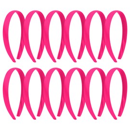 Amariver 12Pcs Hotpink Headband for Women 0.8inch Satin Headbands Thin Hard Head Bands DIY Plain Hair Band Hotpink Satin Headband Fashion Hair Accessories for Women Girls