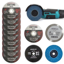 76mm Cutting Discs, 13 PCS Angle Grinder Discs Cutting Disc for 10mm Bore Grinder with 44 Teeth Circular Saws Blades for Cutting Metal Stone Wood Plastic Grinding
