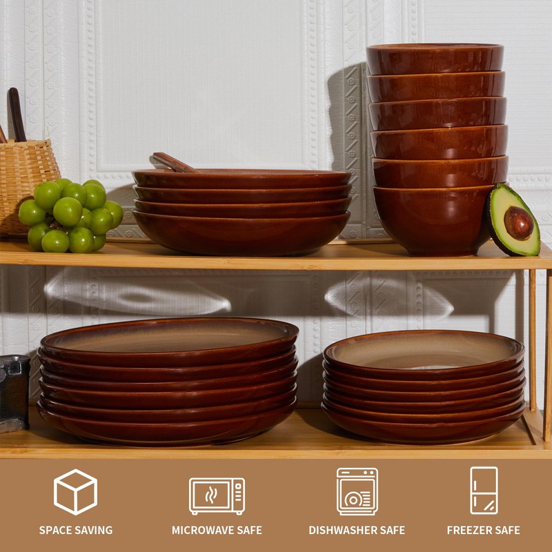 Pokini Stoneware Dinnerware Set Service for 4, 12 pcs Reactive