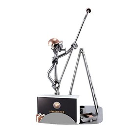 Steelman24 I Nuts and bolts sculpture Painter With Paint Roller With Business Card Holder I Handmade ornaments I Made in Germany I