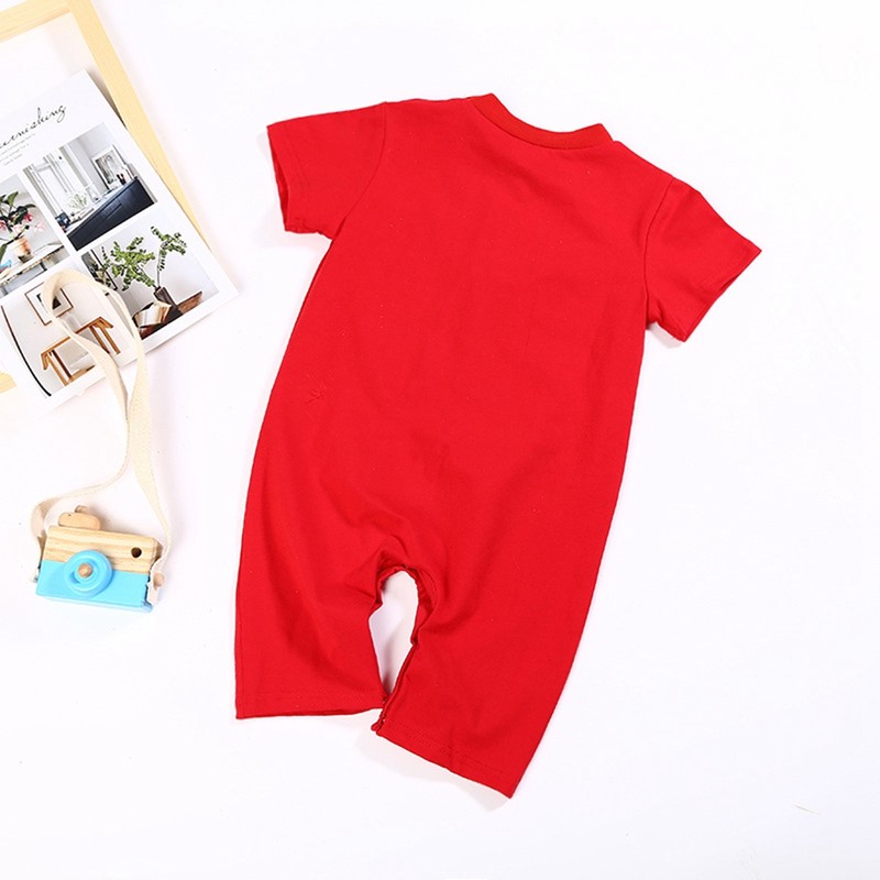 Chinese Style Infant Short Sleeve Embroidery Jumpsuit Cotton Breathable Baby