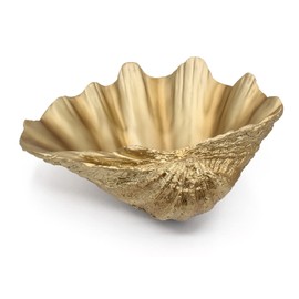 ALIWINER Gold Clam Shell Seashell Bowl Resin Sea Shell Coastal Clam Decor for Nautical Room Beach Home Gold Decoration