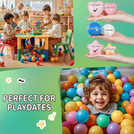TRENDPLAY Big Star & Heart Shaped Ball Pit Balls - 200 Larger Plastic Balls Set, Different Shapes for Toddlers,Cream Green
