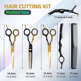 ETHTXE Professional Hair Cutting Scissors, 6.5" Barber Scissors Stainless Steel Salon Thinning Shears, Multifunctional Straight Shears for Home, Salon, and Barber Use – Ideal Gift for Family & Friends