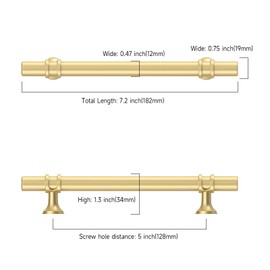 Asidrama 10 Pack 5 Inch(128mm) Brushed Gold Kitchen Cabinet Handles, Cabinet Pulls Kitchen Cabinet Hardware Cupboard Handles Drawer Pulls