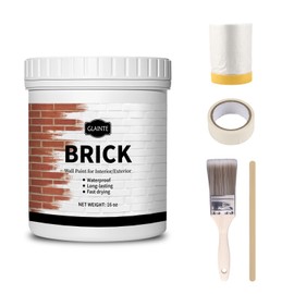 GLAINTE Brick Transformation Paint for Brick, Fireplaces, Walls, and Concrete, Interior/Exterior, 16 oz Kit, White, Included Tools