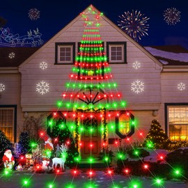 Heceltt Christmas Decorations Lights 344 LED 12FT Christmas Lights Outdoor with 9 Strands Waterfall Lights 8 Modes IP65 Waterproof for Xmas Yard Garden Holiday Wedding Party