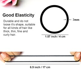 XINCHENG 50pcs Black Elastic Hair Bands, Hair Bands for Thick Hair, Hair Bobbles for Thick Hair, 4mm Elastic Hair Ties for Girl Women Kids Men Thick Hair