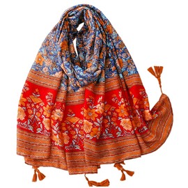 FAIRYGATE Ladies Scarf Lightweight Women Summer Cotton Blend Crinkle Vintage Soft Long Scarf Linen Beach Shawl Wrap 56028